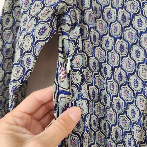 Blank London Anthropologie Seine Blue Motif Jumpsuit Flowy Women's Petite XS - Picture 11 of 12